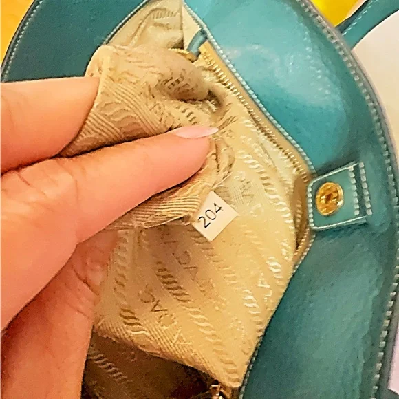 Prada Vitello Daino Leather 2-Way Tote Bag in a teal or green color - Picture 11 of 11